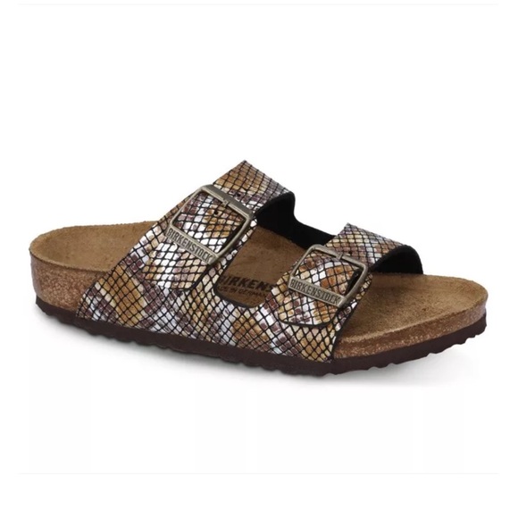 Birkenstock Arizona Sandals Python 2 Straps Brown Microfiber Snake Print Animal - Picture 14 of 15
